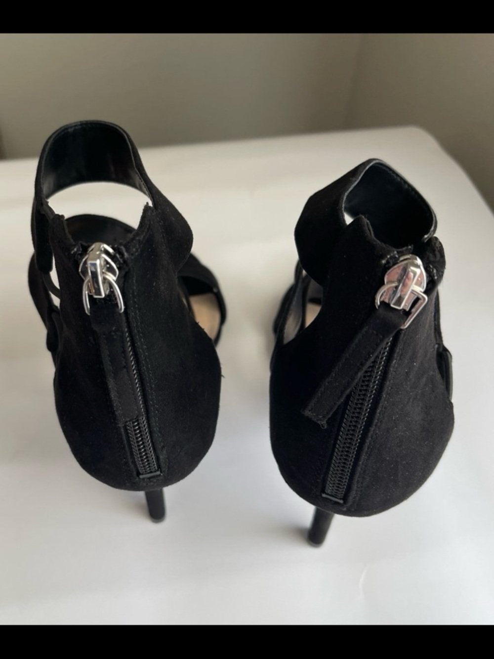 Nine West Black Strappy Suede High Heel Sandals - Picture 2 of 8